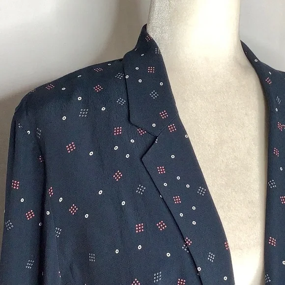 & Other Stories Navy Geometric Print Lightweight Viscose Blazer Size 8 - Picture 5 of 16